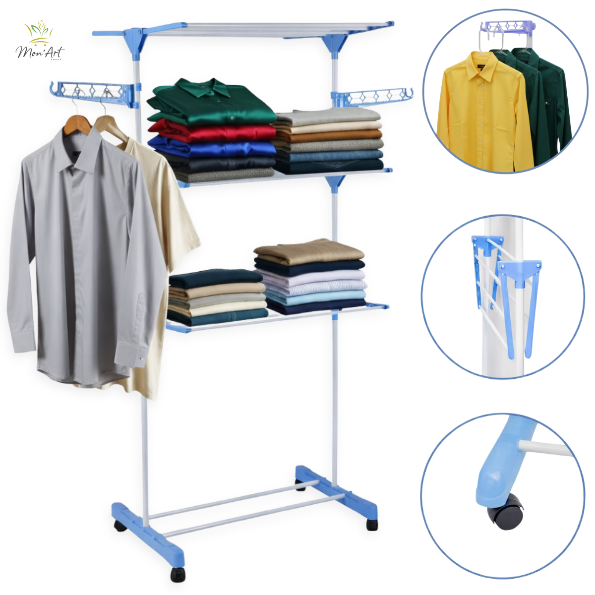 Varal de Chão Grande 3 Andares Dobrável