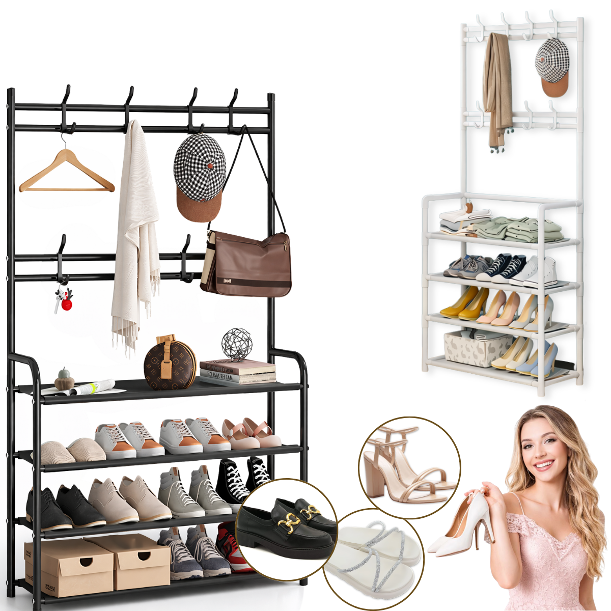 Sapateira e Cabideiro Compacta Portátil