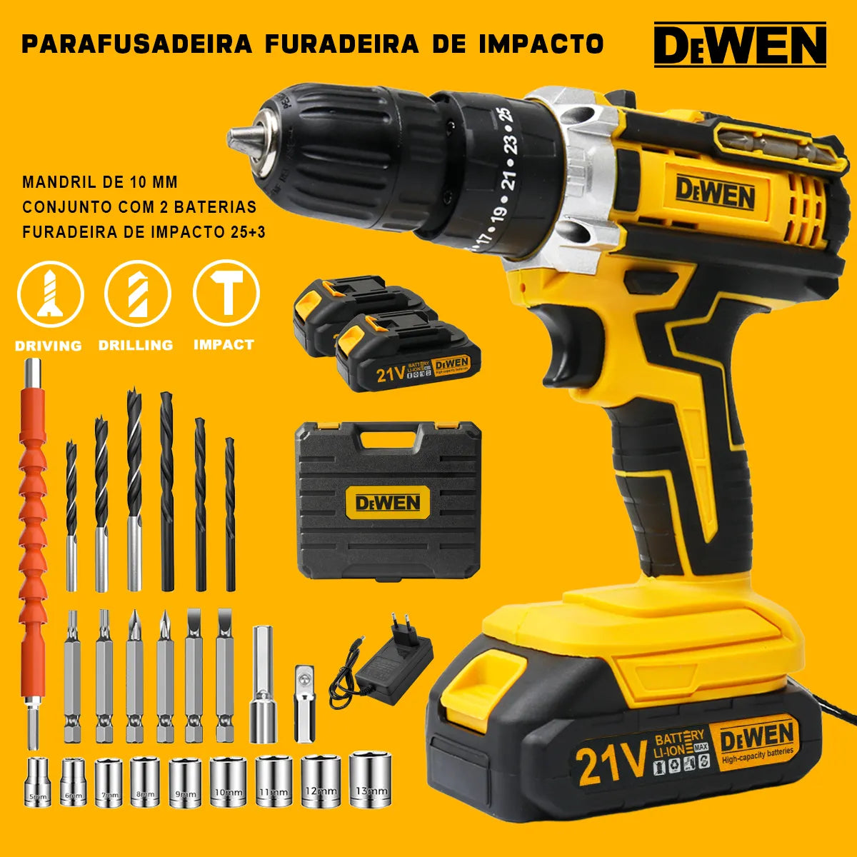 Furadeira sem Fio 21v + ACESSÓRIOS EXCLUSIVOS