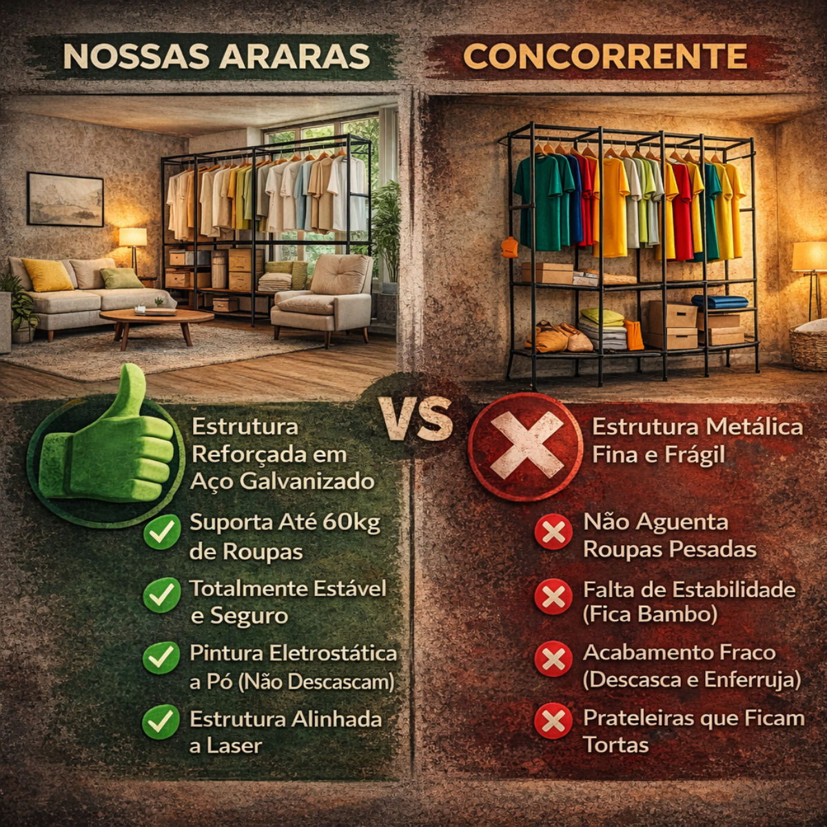 Arara Organizadora Portátil Dobrável