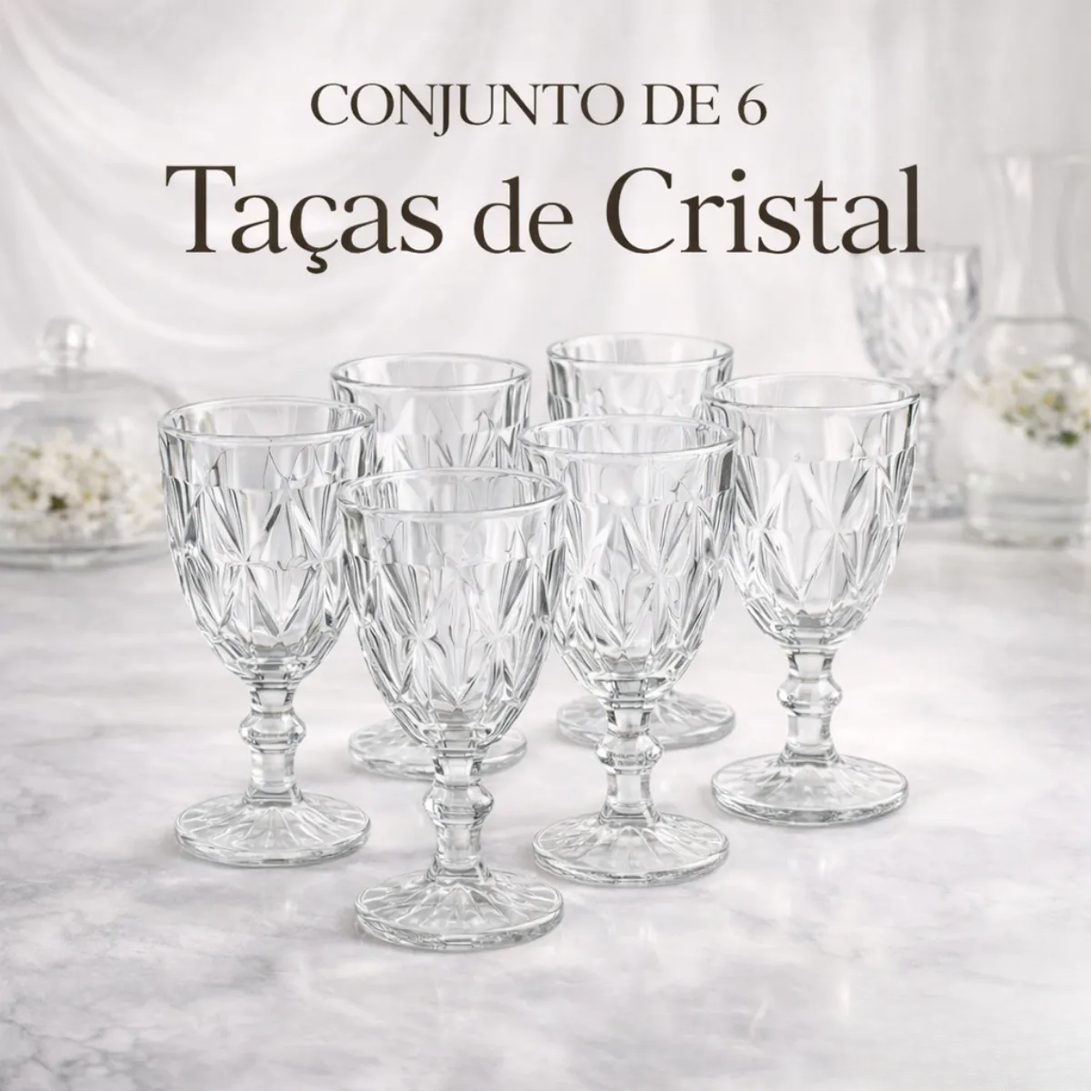 Jogo 6 Taças Diamond Vidro Transparente 330ml