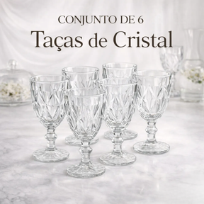 Jogo 6 Taças Diamond Vidro Transparente 330ml