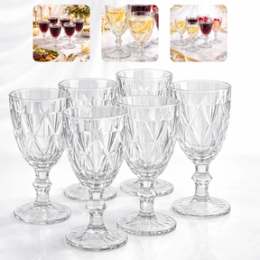 Jogo 6 Taças Diamond Vidro Transparente 330ml
