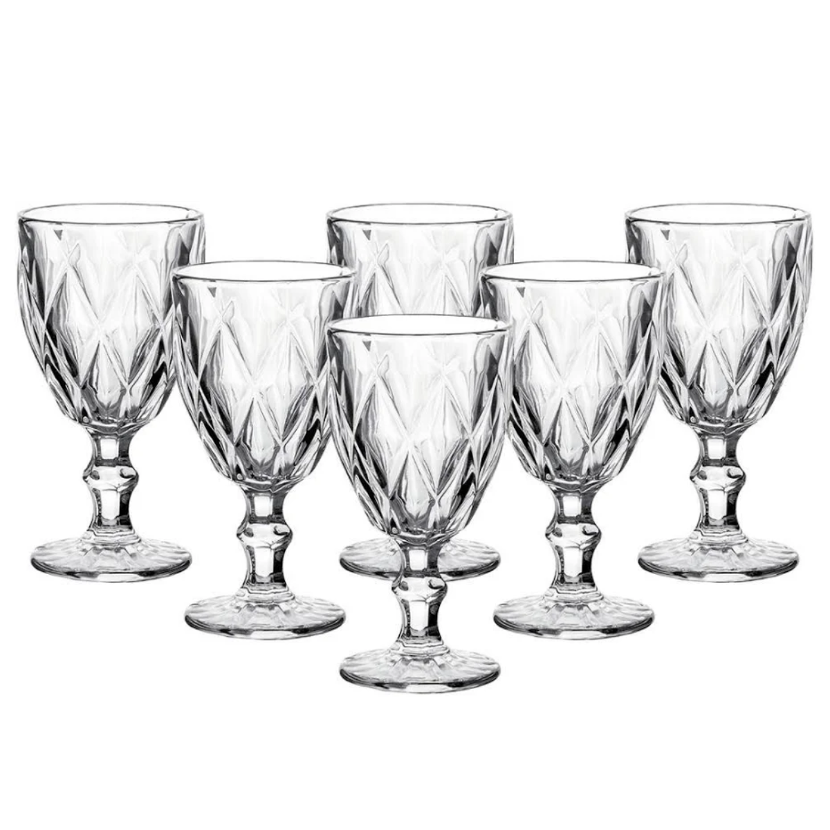 Jogo 6 Taças Diamond Vidro Transparente 330ml