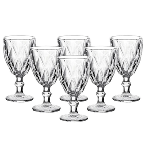 Jogo 6 Taças Diamond Vidro Transparente 330ml