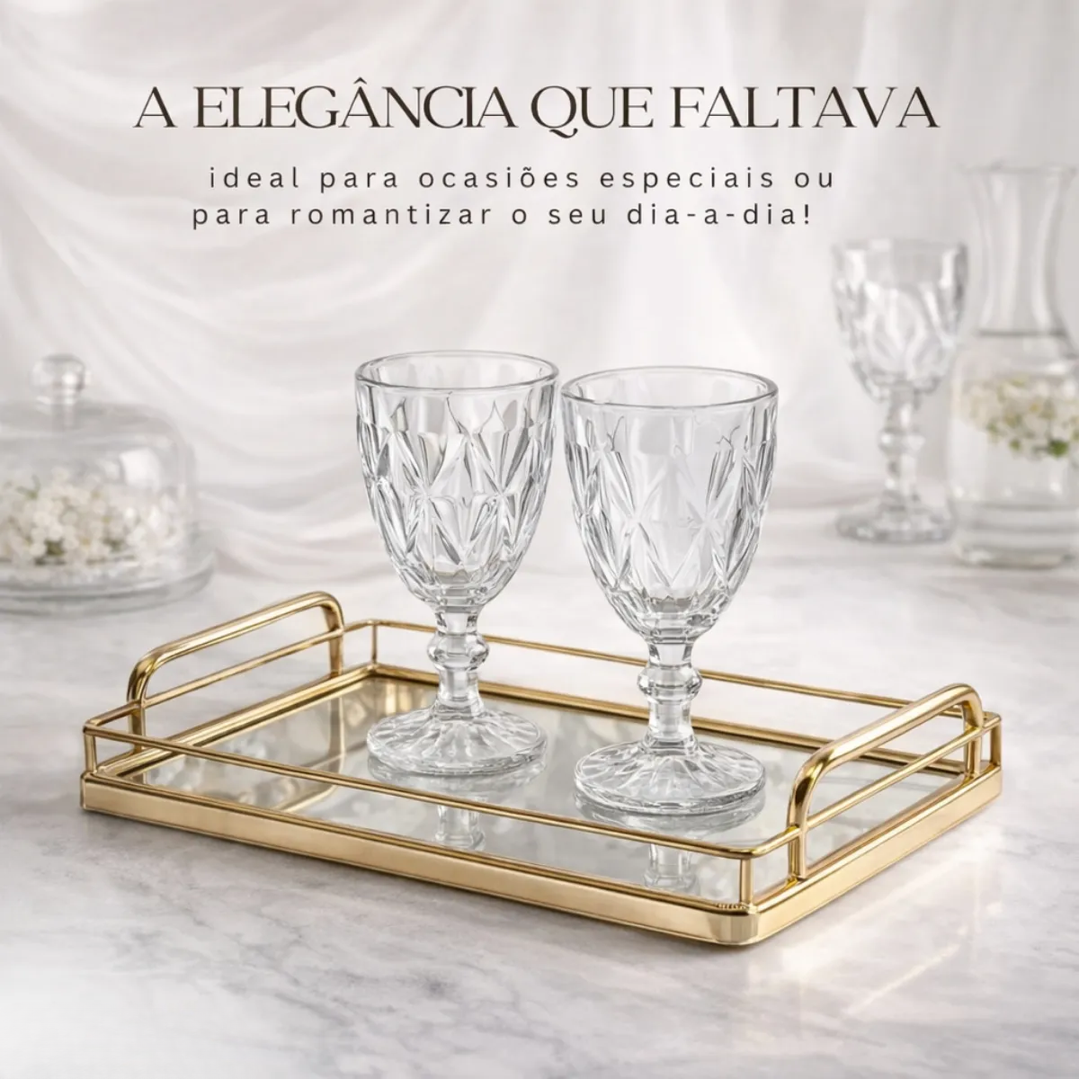 Jogo 6 Taças Diamond Vidro Transparente 330ml