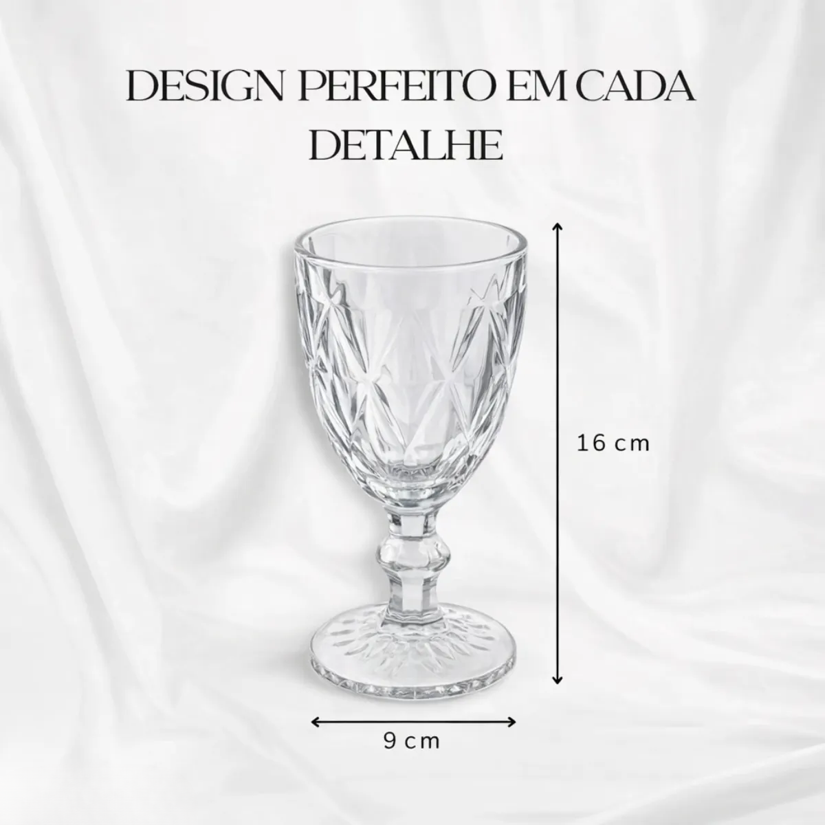 Jogo 6 Taças Diamond Vidro Transparente 330ml
